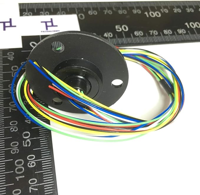 Taidacent Hollow Slip Signal Power Continued 2/4/6/12 Road Collector Ring Conductive Electric Motor Slip Ring Rotating Connector (5mm Inner 22mm Outer 6 Wire 2A)