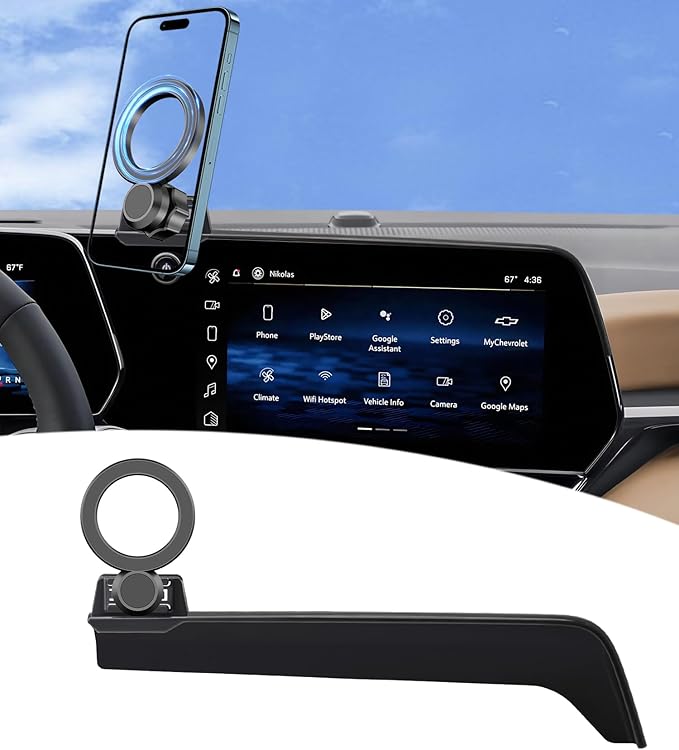 Magnetic Car Phone Mount for 2025 2026 Chevrolet Equinox Accessories, for MagSafe Strong Magnets Cell Phone Holder 11.3-Inch Screen Cradles, with Portable Phone Gripper 360° Rotation