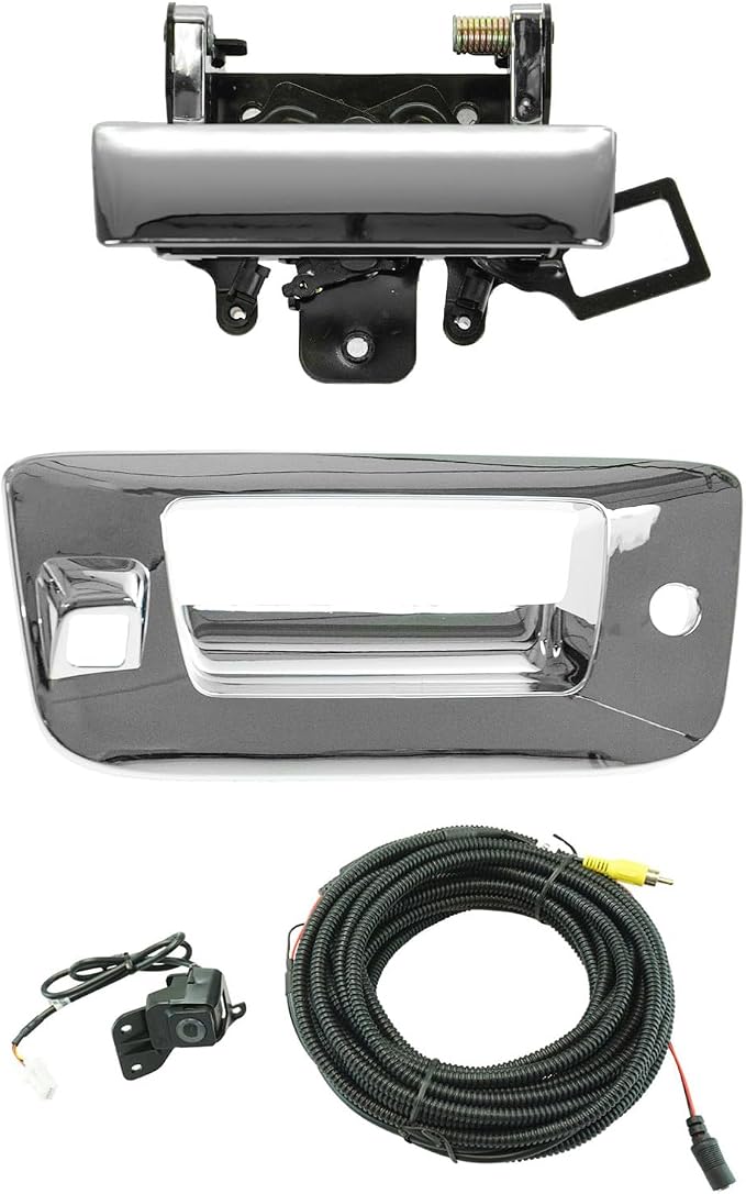 TRQ Rear View Camera Kit Chrome Compatible with 2007-2013 Chevrolet Silverado 1500 2007-2014 Silverado 2500 HD 3500 HD GMC Sierra 1500 Sierra 2500 3500