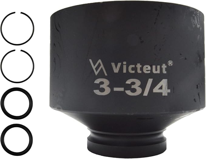 1" Drive 3-3/4" Jumbo Impact Socket, 6-Point, Heat Treated Cr-V Alloy Steel, One-Piece Forged, Surface Phosphating and Blackening Treatment, Anti-rust, Radius Corner Design, No Harm to Nut Corners