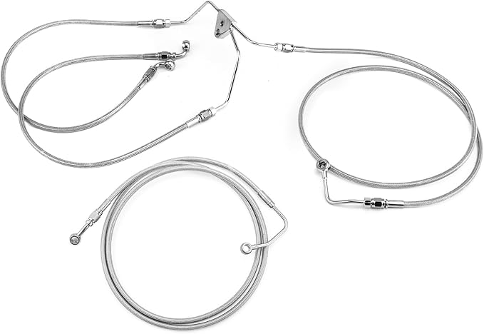 Mofun Extended Upper and Lower ABS Hydraulic Front Brake Line Compatible with Harley Touring ABS Street Electra Road Glide Road King 2009-2013, Fit 12"-14" Handlebar Chrome