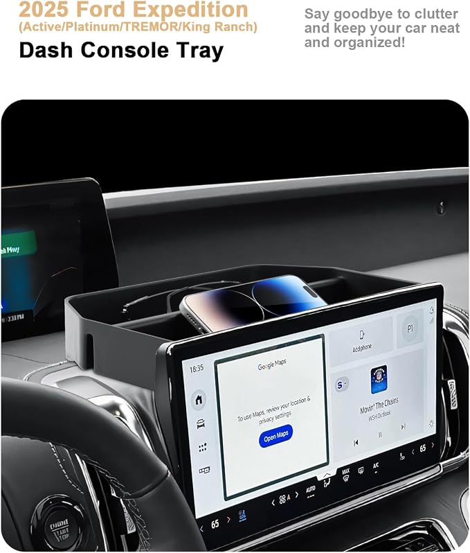 ECOZEN 2026 Expedition Dash Console Organizer - Behind Screen Organizer Tray For 2025-2026 Ford Expedition(Active/Platinum/TREMOR/King Ranch) Accessories Dashboard Storage Center Console Organizer