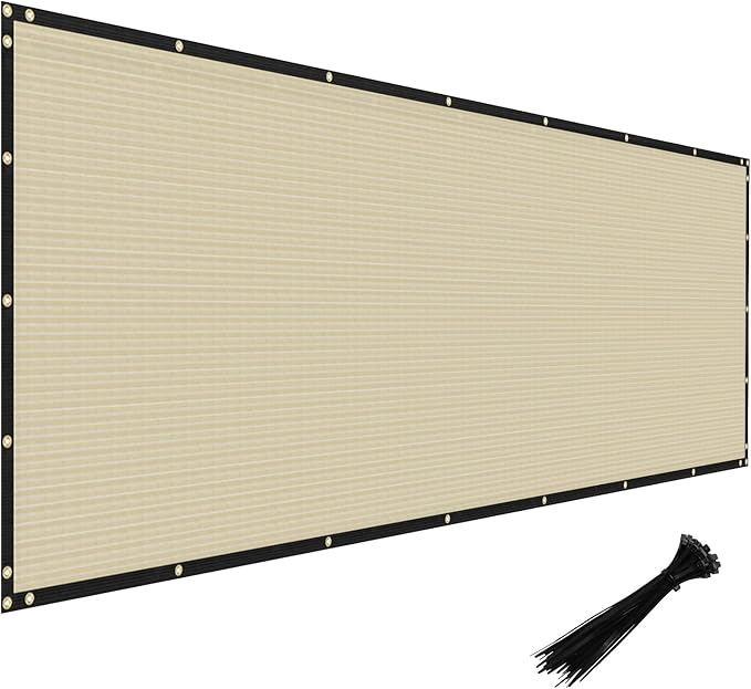 Windscreen4less Privacy Fence Screen Heavy Duty Windscreen Fencing Mesh Fabric Shade Net Cover with Brass Grommtes for Outdoor Wall Garden Yard Pool Deck, 8'x236' Beige