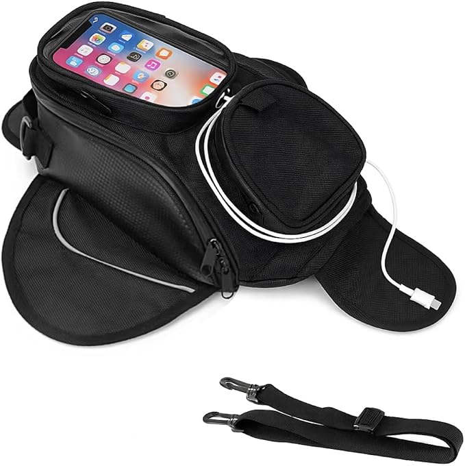 Keiti Magnetic Tank Bag for Motorcycles Universal Phone Holder Water Resistant Gas Tank Pouch TB-01K (4 Magnets)