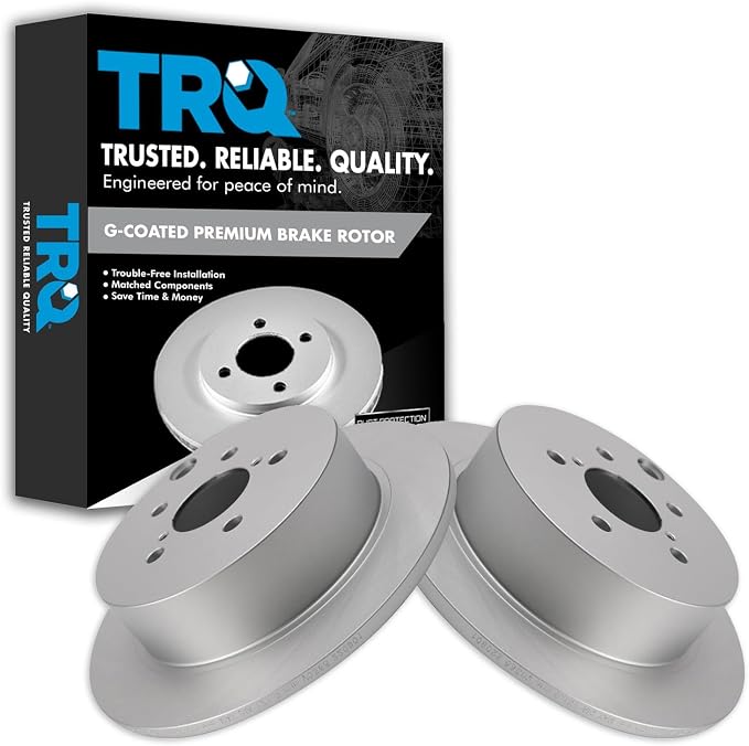 TRQ Rear Brake Rotor Set G Coated Solid Compatible with 2016-2023 Subaru Crosstrek 2014-2018 Forester 2012-2023 Impreza 2013-2015 XV Crosstrek