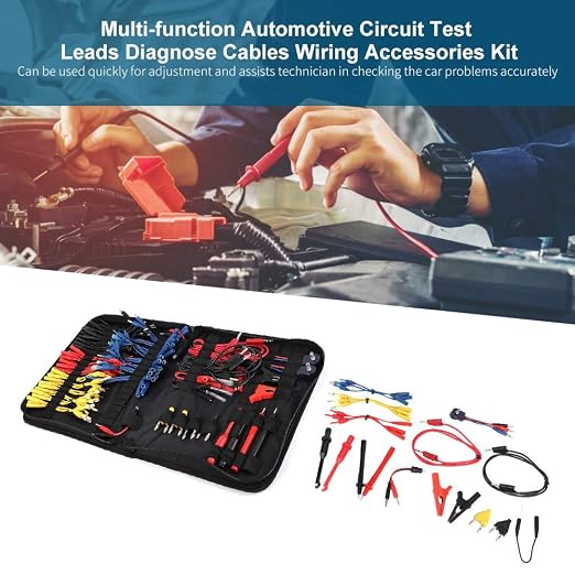 92Pcs Multifunction Automotive Circuit Test Leads Kit Diagnose Cables Wiring Accessories Kit with Carrying Bag Equipped with 2 Sets of LED Lights for European Japanese Made Terminals