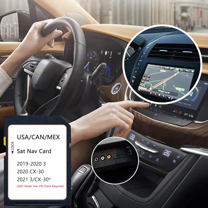 Navigation SD Card with HUD Display Compatible with 2019-2020 Mazda 3, 2020 CX30 - BDGF66EZ1B, Also Fits 2021 3/CX30(VIN Check Required), USA Canada Mexico Maps