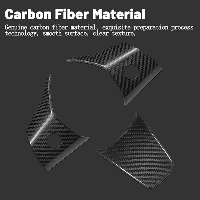 Compatible with Tesla Model 3/Y 2017 2018 2019 2020 2021 2022 2023 Real Carbon Fiber Steering Wheel Button Cover Interior Decoration Trim Accessories
