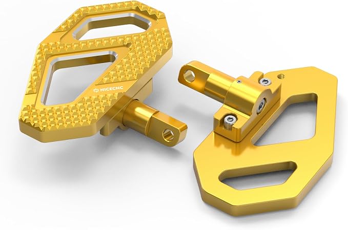 NICECNC Gold Rear Enlarged Passenger Footboard Aluminum Foot Pegs Compatible with Harley Road King Special FLHRXS 2017-2024, Replacement for 50208-04, See Fitments