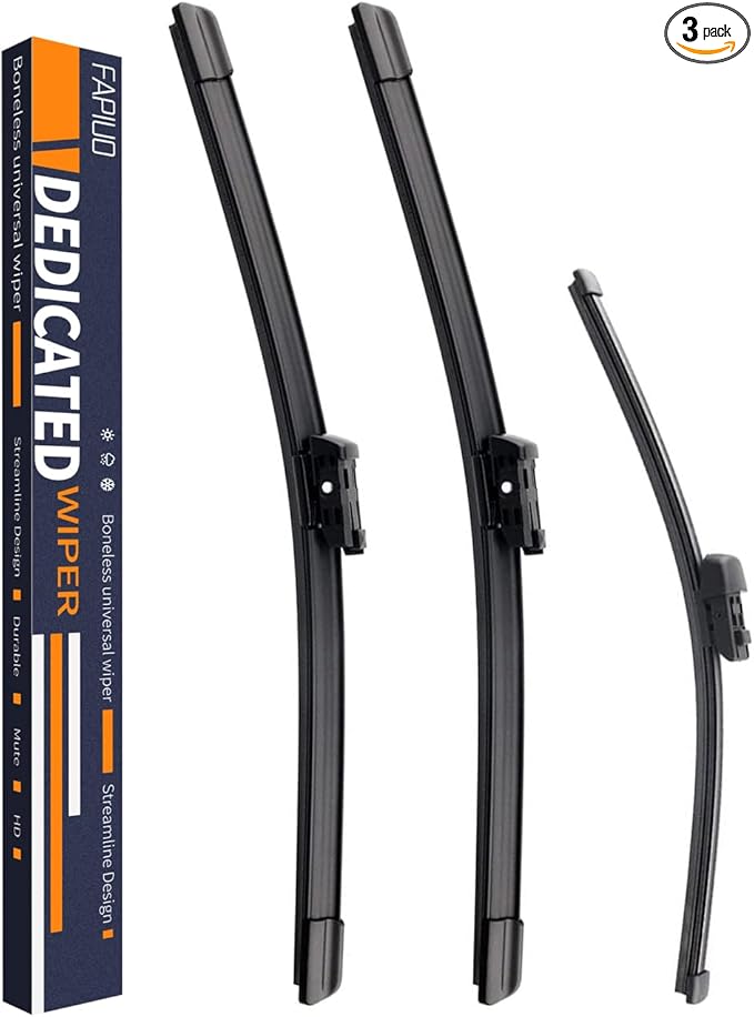 Replacement for Volkswagen Tiguan 2018 2019 2020 2021 Silent Wipers -FAPIUO Front and Rear Windshield Wipers 25"/22"+15" Full Blade Set (3 Pack)