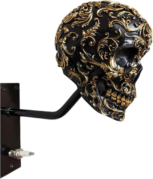 Motorcycle Helmet Skull Holder, Wall Mount Helmet Rack, Resin Crafts,Skull Helmets Holder Suitable for Motorcycle Cap, Baseball Cap, Bicycle Cap, Hat Storage Rack,Sports Gear (Type-F)
