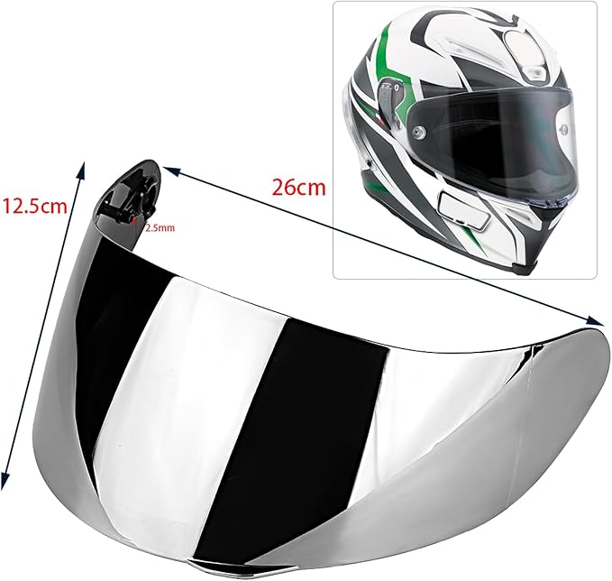 Motorcycle Helmet Face Shield Replacements, Motorcycle Helmet Visor Compatible with AGV K1 K1S K3 SV K5 K5S UV Protection (Silver)