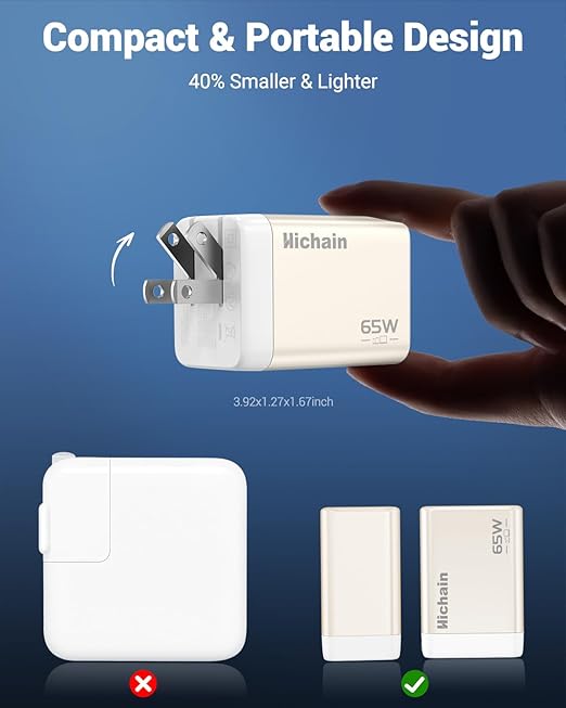 Hichain 60W USB C Cable USB Charger Block, 65 WWall Charger USB Cable, Durable Phone Charger Cord Data Transfer Cord for Phone 17/16, Tablet, Laptop, 4 FT White