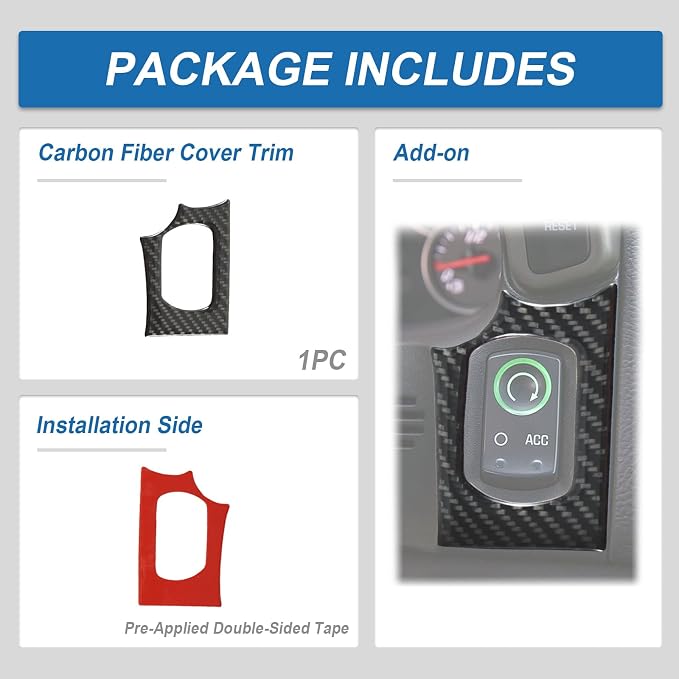 Real Carbon Fiber Push Start Button Trim Compatible with Corvette C6 2005-2013, Interior Decor Sticker Accessories