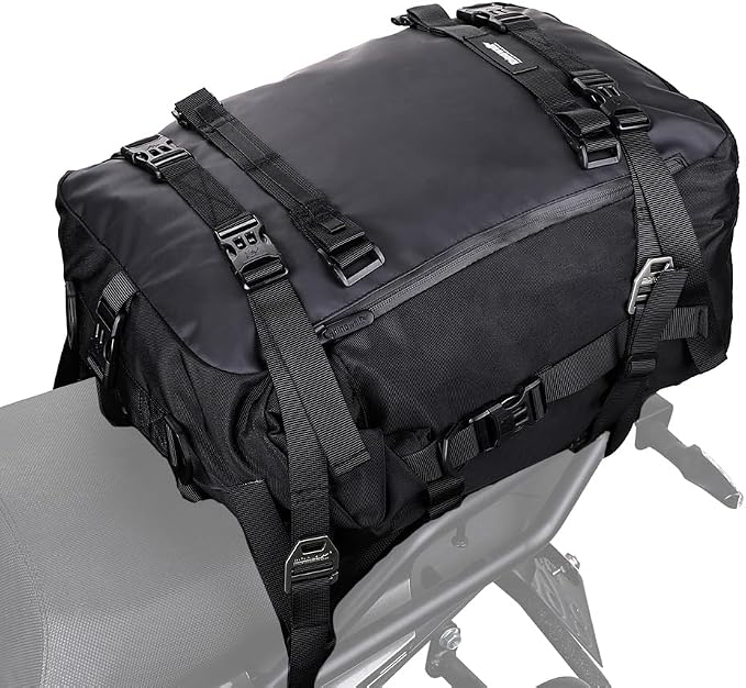 Rhinowalk Motorcycle Tail Bag 30L Waterproof Motor Pannier Travel Luggage Motorbike Rear Rack Trunk Storage Professional Accessories-Black