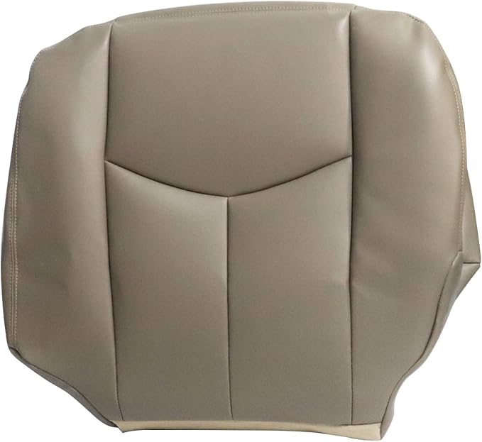 Front Driver and Passenger Bottom and Top Lean Back Leather Seat Covers Tan #522 Compatible with Chevy Avalanche Silverado GMC Sierra 1500 2500 3500 HD 2003 2004 2005 2006