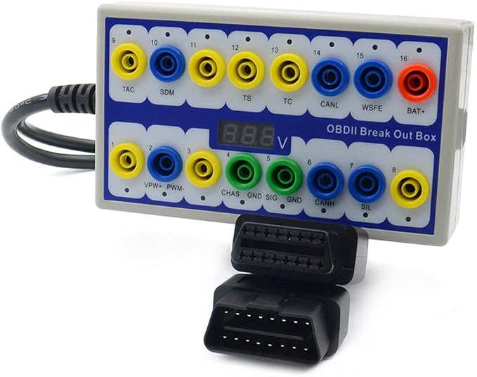 OBD2 Breakout Box, OBDII Diagnosis Scan Tool, Auto Car Diagnostic Connector, 16Pin CAN Fault Breakout Box Protocol Detector with Line Signal
