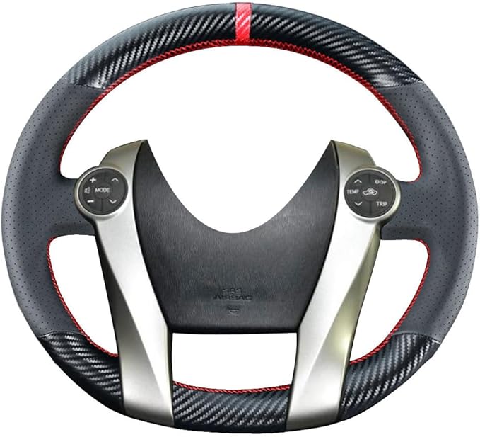 DIY Sew Carbon Fiber Steering Wheel Covers for Toyota Prius Hatchback 2010 2011 2012 2013 2014 2015 / Prius V Wagon Plug-in 2012-2017 / Prius C 2012-2019 15 inches Leather Interior Accessories