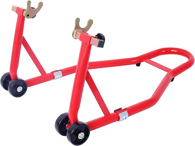 Donext Motorcycle Stand 1000LB Sport Bike Front and Rear Wheel Lift Swingarm Paddock Stands Red, U