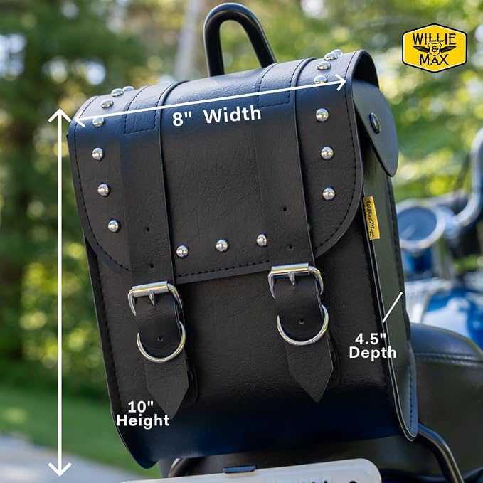 Dowco Willie & Max 58452-01 Ranger Series: Synthetic Leather Motorcycle Sissy Bar Bag, Black, Universal Fit, 6 Liter Capacity