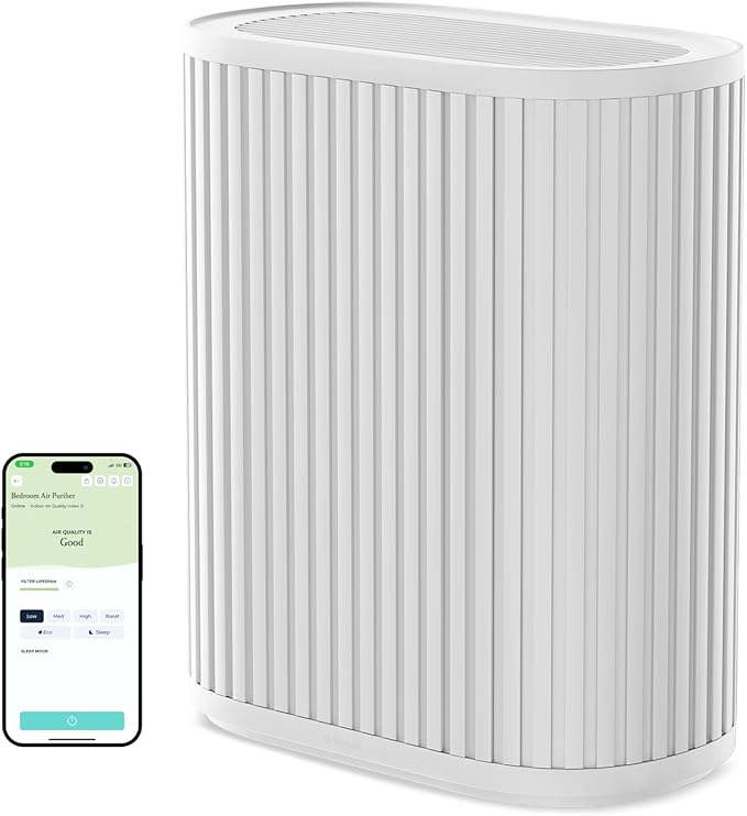 Windmill Air Purifier Max for Home - 3-In-1 Filtration for Dust, Smoke, & More - True HEPA Filter, Activated Carbon, & Pre-Filter - Ultra-Quiet - App Compatible - Covers Up To 1950 sq ft – White