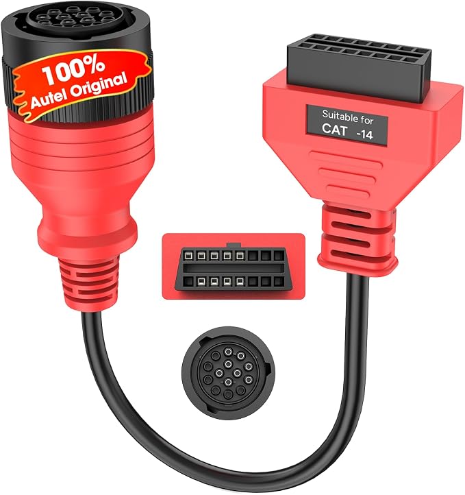 Autel Original CV CAT 14-Pin Adapter, CAT 14 Off Highway Connector for Caterpillar Engines, 2026 Work with Autel Scanner Heavy Duty Truck Semi Scan Tool MaxiSYS MS909CV, MS908CV II, MS908CV, MS906CV