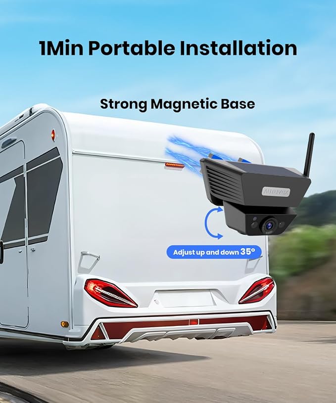AUTO-VOX Wireless Backup Camera Solar Magnetic:1-Min Easy Installation,Super IR Night Vision,Compatible with Solar3A Plus / Solar5 A/B Rear View Camera for Car,Truck,Trailer-(Single Cam)