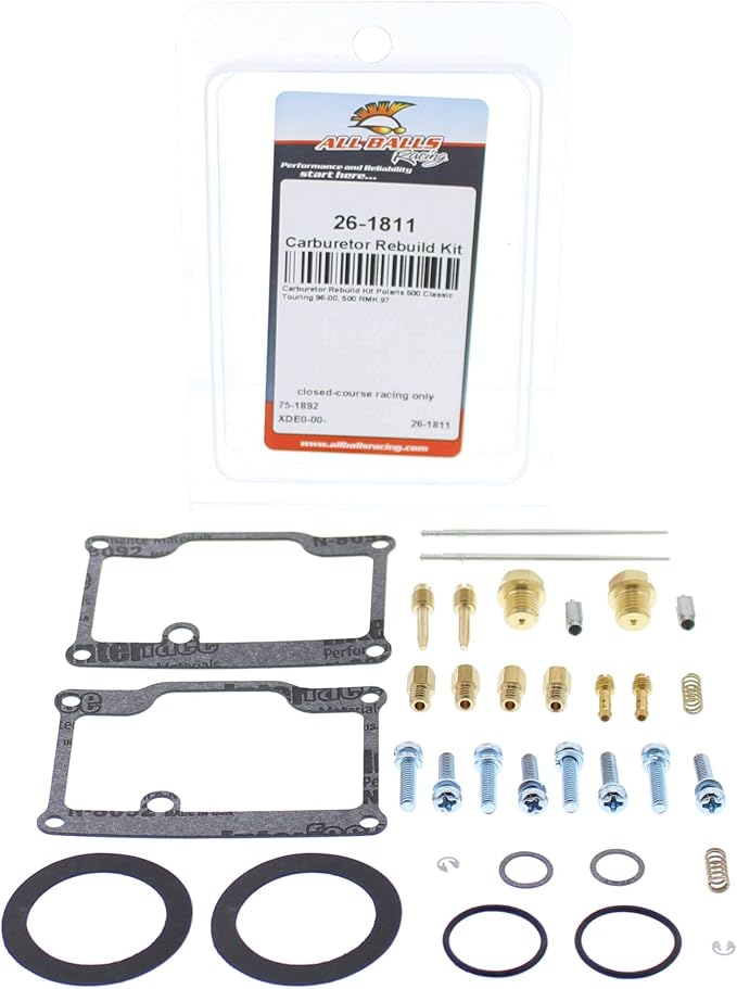 All Balls Racing 26-1811 Carburetor Rebuild Kit Compatible with/Replacement For Polaris 500 Classic Touring 1996-2000, 500 RMK 1997