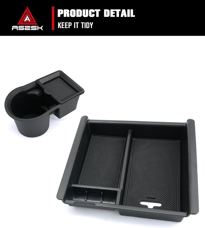 for 2PCS Center Console Coin Box Organizer&Water Cup Holder Insert ABS Materials Compatible with 2016-2023 Toyota Tacoma