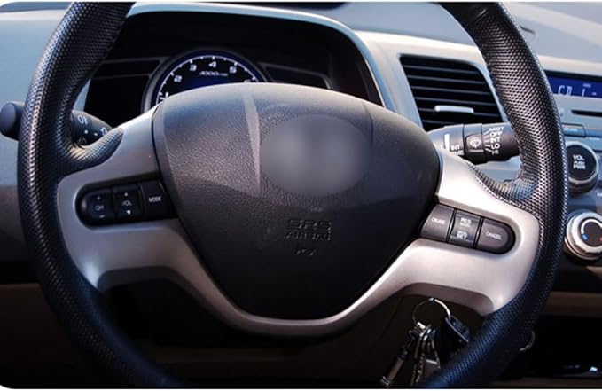 Carbon Fiber Style Replacement Steering Wheel Trim Cover Frame ABS Decal Interior Moulding Accessories Fit for Honda Civic 2006 2007 2008 2009 2010 2011 (A-Silvery)