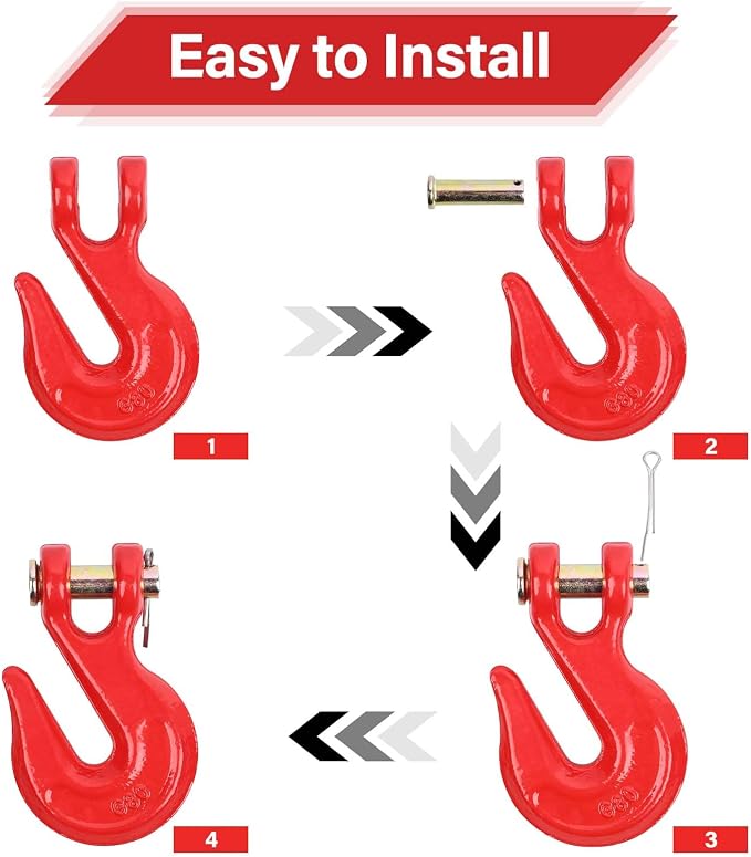 3/8" G80(4-Pack Chain Hooks+10 Ft Binder Chain)