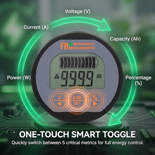 Battery Monitor with Shunt Voltage Ampere Capacity Tester High Precision Battery Level Indicator 80V 350A for Car RV Boat Golf Cart Motor Solar Batteries
