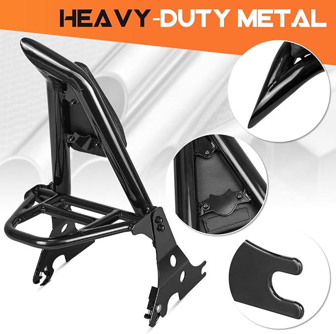 AUFER Motorcycle Detachable Rear Passenger Backrest Sissy Bar With Luggage Rack Rotary Docking Latches Clips Compatible With For 2004-Up Harley Sportster XL 883 1200 Super Low Forty Eight Seventy Two