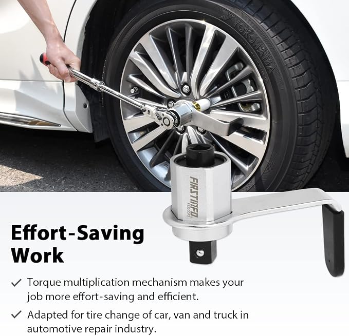 FIRSTINFO 3.4:1 Manual Torque Multiplier Wrench 1200 N.m. (885 Ft-lbs) | 1/2" Drive (Female/Input) to 3/4" Drive (Male/Output) Adapter, Labor Saving Tool for Lug Nut, Easy Tire Change, F3220DF2