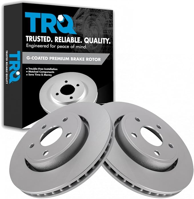 TRQ Front Brake Rotor Set G Coated Vented Compatible with 2006-2010 Jeep Commander 2005-2010 Grand Cherokee