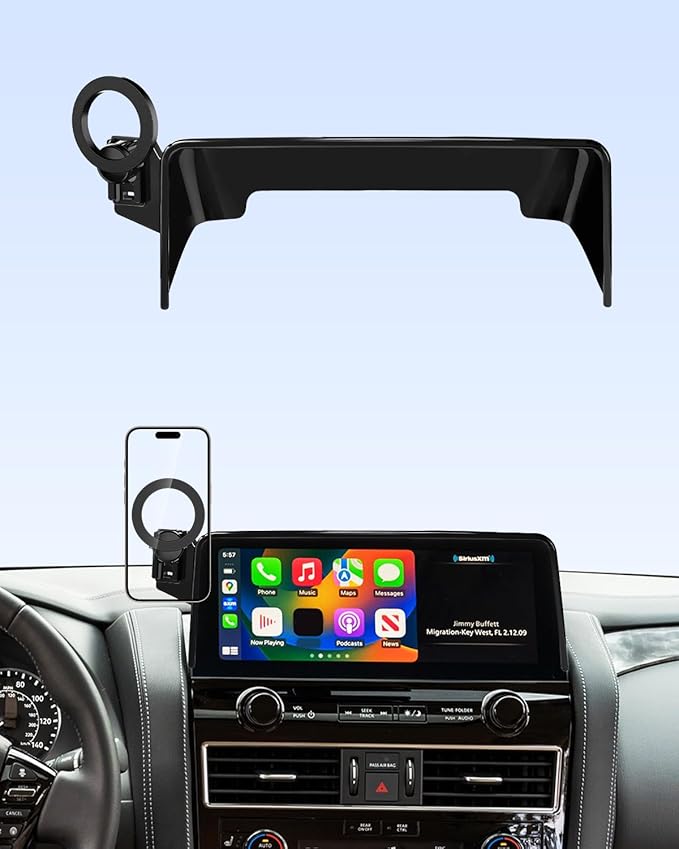 PZK Car Phone Holder for 2021 2022 2023 2024 Nissan Armada/ 2022 2023 2024 Infiniti QX80 Accessories 12.3-Inch Screen Fixed Clip, Phone Mount Compatible with Magsafe, Automobile Cradles 360° Rotation