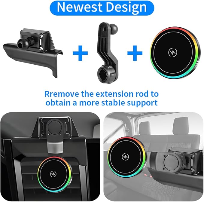 Car Magnetic Phone Mount for Chevrolet Chevy Silverado 1500 2022 2023 2024 2025 2026 and 2500HD 3500HD 2024-2026 [NOT Fit Work Truck.Custom] Auto Accessories Cellphone Holder Fast 15W Wireless Charger