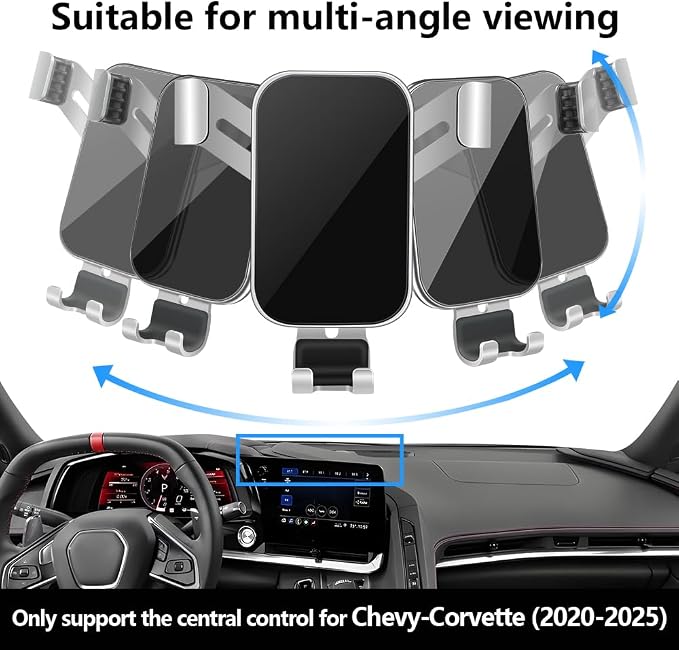 Car Phone Holder Center Console Organizer Tray for Chevrolet Chevy Corvette 2020 2021 2022 2023 2024 2025 2026 2027 C8 Auto Accessories Cell Phones Mount Dashboard Mobile CellPhone Screen Stand