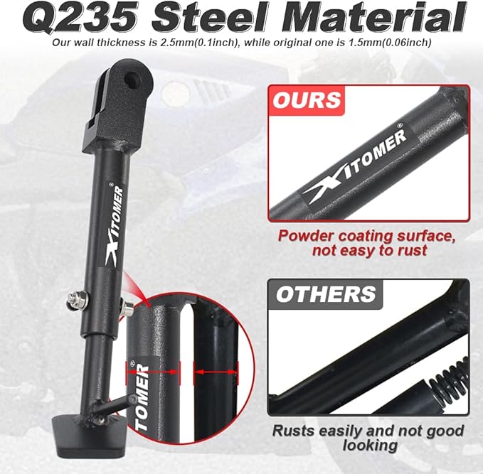 xitomer 0-3" Adjustable Kickstand Fit for YZF-R7 2022 2023 2024 2025 2026 Motorcycle Adjustable Side Stand Fit for YZF R7 Foot Side Support