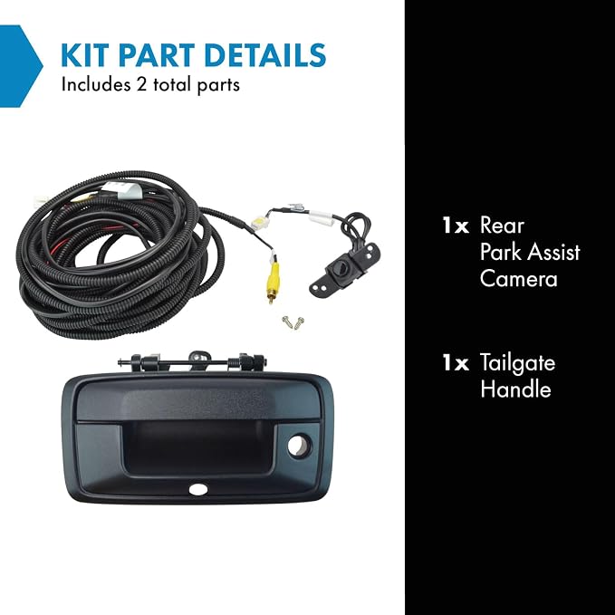 TRQ Rear View Camera Kit Black Compatible with 2014-2015 Chevrolet Silverado 1500 2015 Silverado 2500 HD 3500 HD GMC Sierra 1500 Sierra 2500 3500
