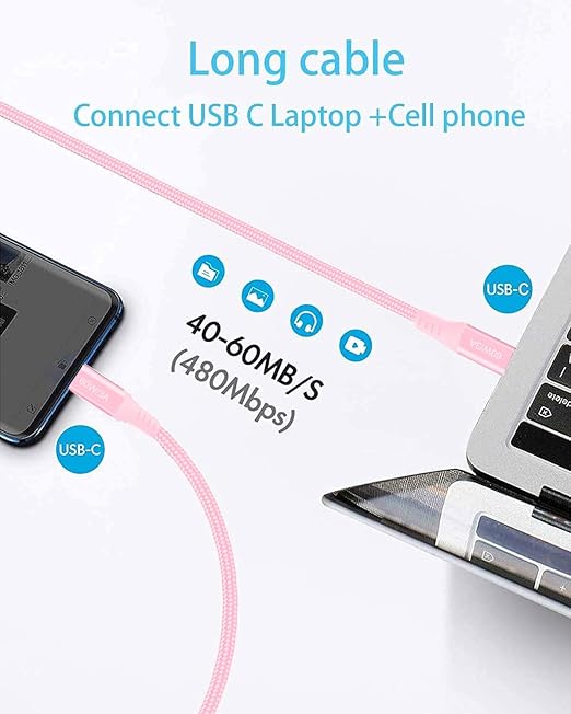 30FT USB-C to USB-C Cable 60W, Extra Long USB Type-C to Type-C Cable 2.0,USB C Charger Cable(No Data) for iPhone 16/16 Pro/16 Plus/16 Pro Max,MacBook Pro,iPad Air 5th,GalaxyS24 S23 S22, Moto