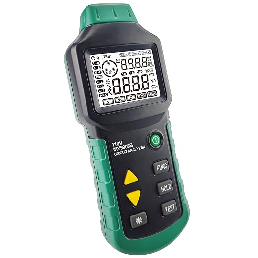 Digital Circuit Analyzer True RMS AC Voltage RCD GFCI, Voltage Drop Electrical Tester Line Fault Test Device with LCD Backlight, Data Hold, US Plug, Storage Bag