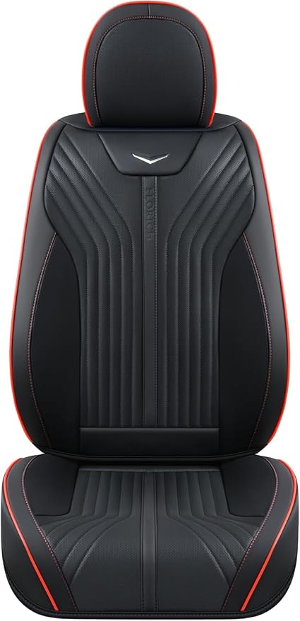FLORICH Automotive Seat Covers Front Seats Leather Car Seat Cover Waterproof Breathable Car Seat Cushion Protector Universal Fit for Most Cars Trucks SUV, Black&Red Line
