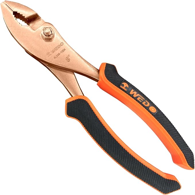 WEDO Non-Sparking Adjustable Combination Pliers 8", Spark-free Safety Slip Joint Pliers, Non-Magnetic, DIN Standard, BAM & FM Certificate, Opening Max 13mm, Beryllium Copper