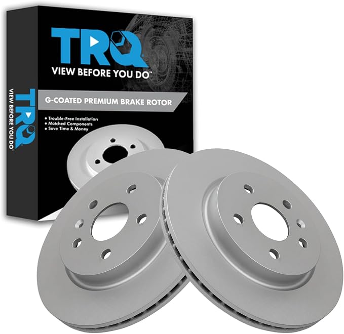 TRQ Rear G-Coated Brake Rotor LH RH Kit Pair Set of 2 for GM New