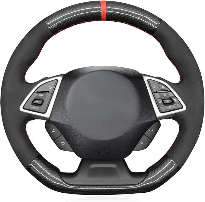MEWANT for Camaro Steering Wheel Cover 2016-2024 Hand-Stitched for Chevy Camaro Car Steering Wheel Wrap