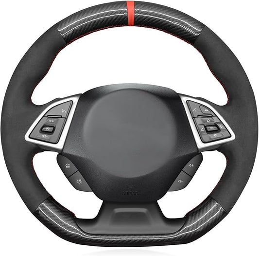 MEWANT for Camaro Steering Wheel Cover 2016-2024 Hand-Stitched for Chevy Camaro Car Steering Wheel Wrap