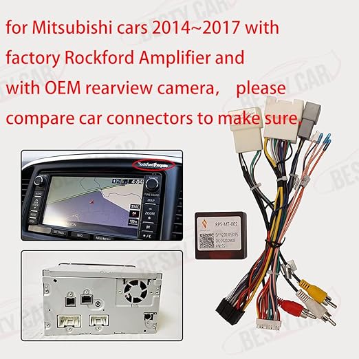16pin Car Stereo Wiring Harness Adapter with Canbus Box for Mitsubishi Outlander Pajero Support OEM Rockford Amplifier Camera SWC USB