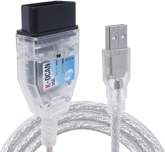 K DCAN Bimmercode USB OBD2 Cable for BMW Coding | ISTA+ INPA Rheingold OBD | Compatible with Windows | 1998-2016 E-Series