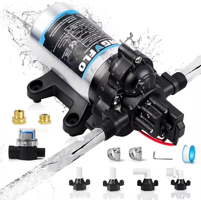 Upgraded Rv Water Pump 2088-554-144/2088-403-144 Diaphragm Pump,12 V 45 PSI RV Water Pump,3.5 Gallons Per Minute Fresh Water Pump with 1/2MNPT Connection for RV Marine Yacht